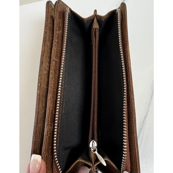 Brown Genuine Leather Long Wallet Clutch Engraved "Kayla" 8x4x1.5 - Picture 5 of 5